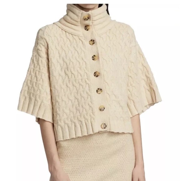 Free People women’s Mae Cream Cable Knit
Oversized Sweater sz XS button down - Picture 1 of 11